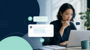 Woman using AI to communicate digitally